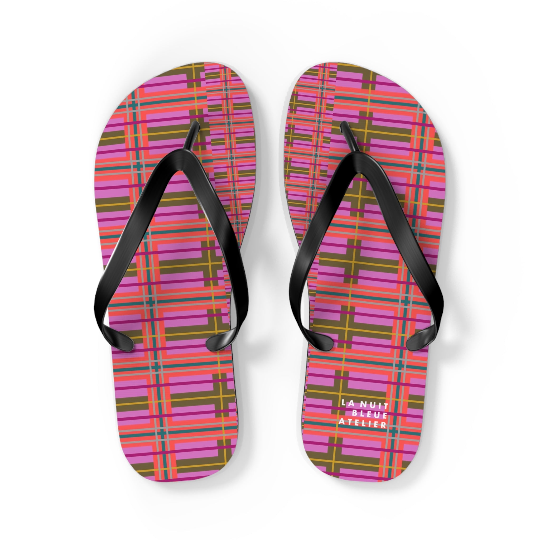 Pink Plaid Flip Flops