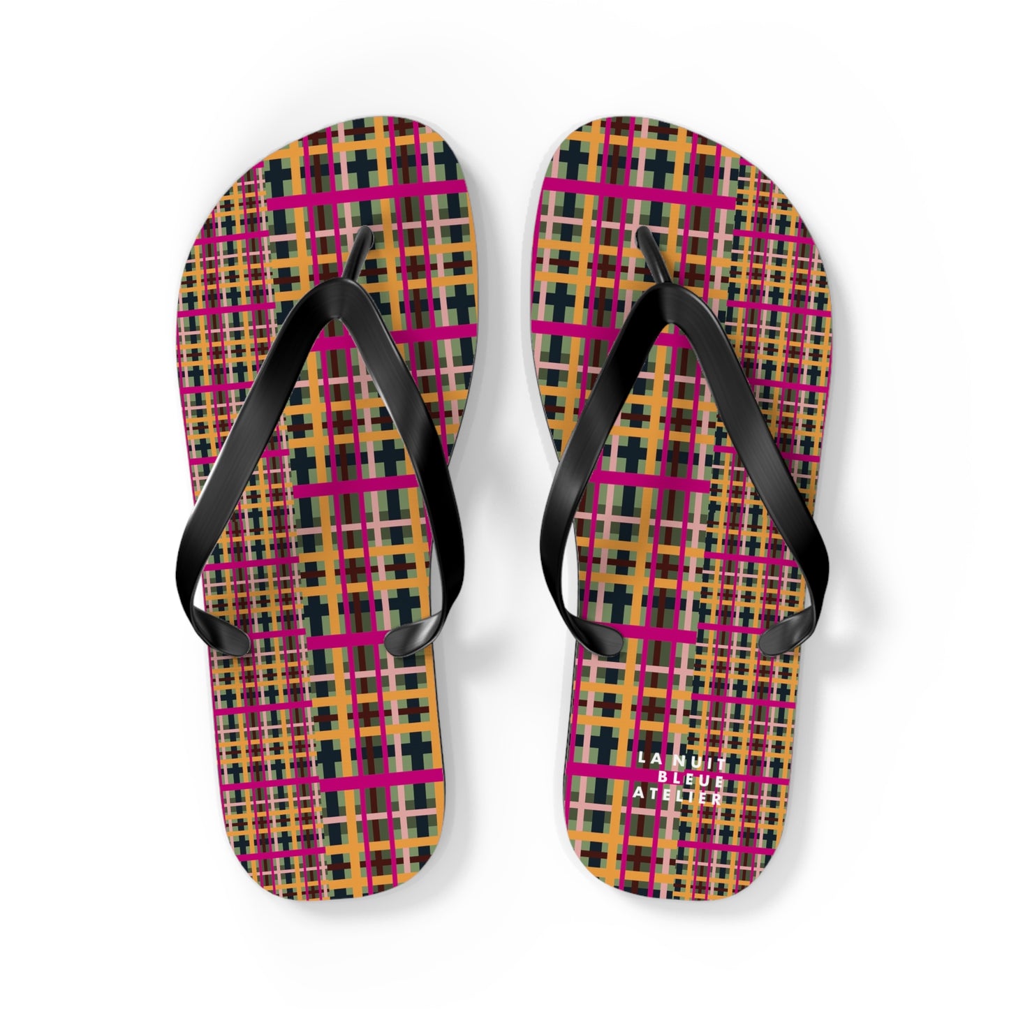 Fuchsia Plaid Flip Flops