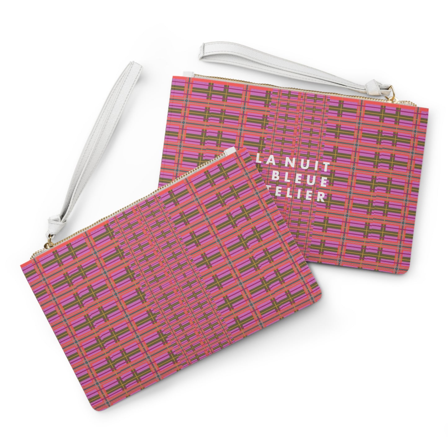 Pink Plaid Vegan Leather Wristlet