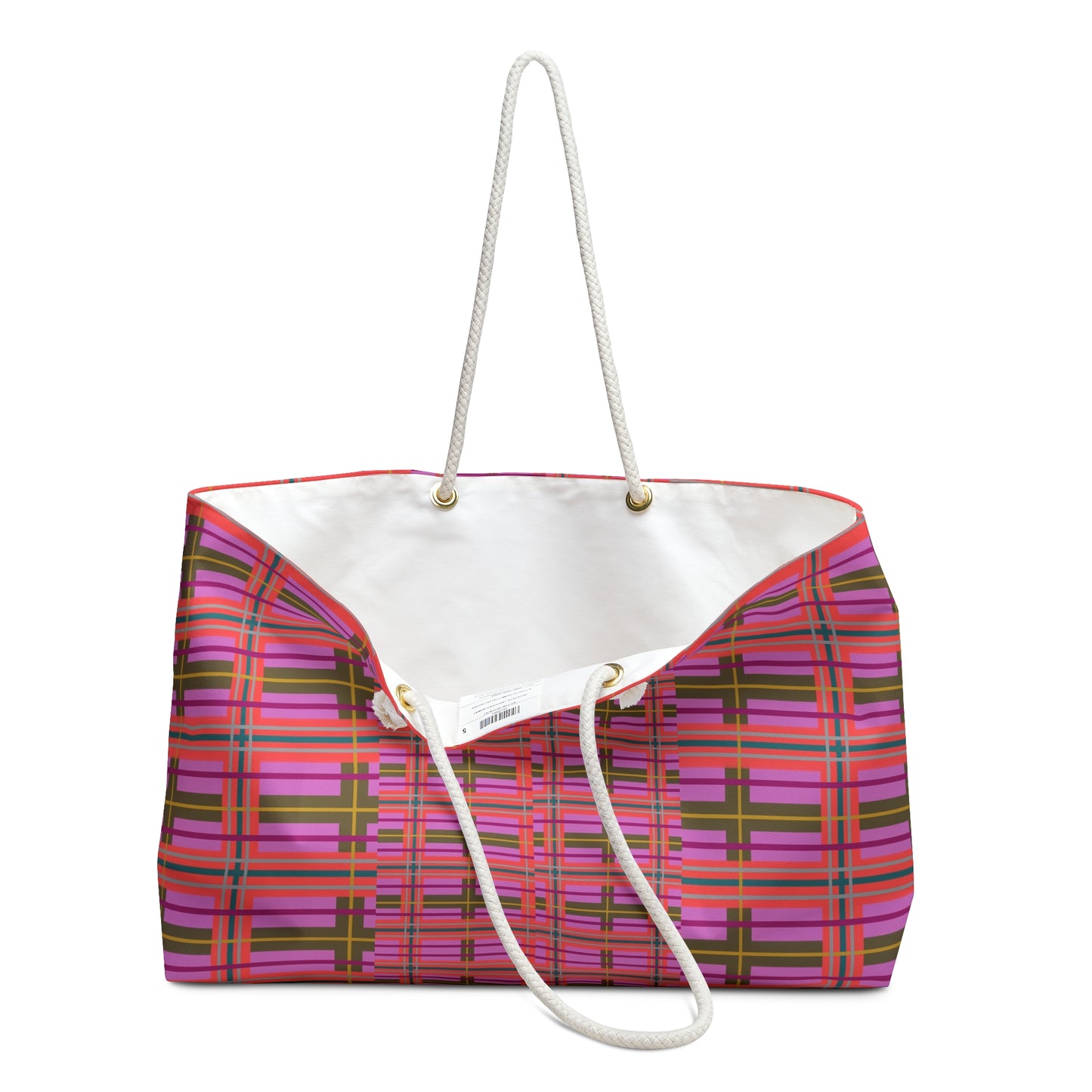 Pink Plaid Weekender Tote