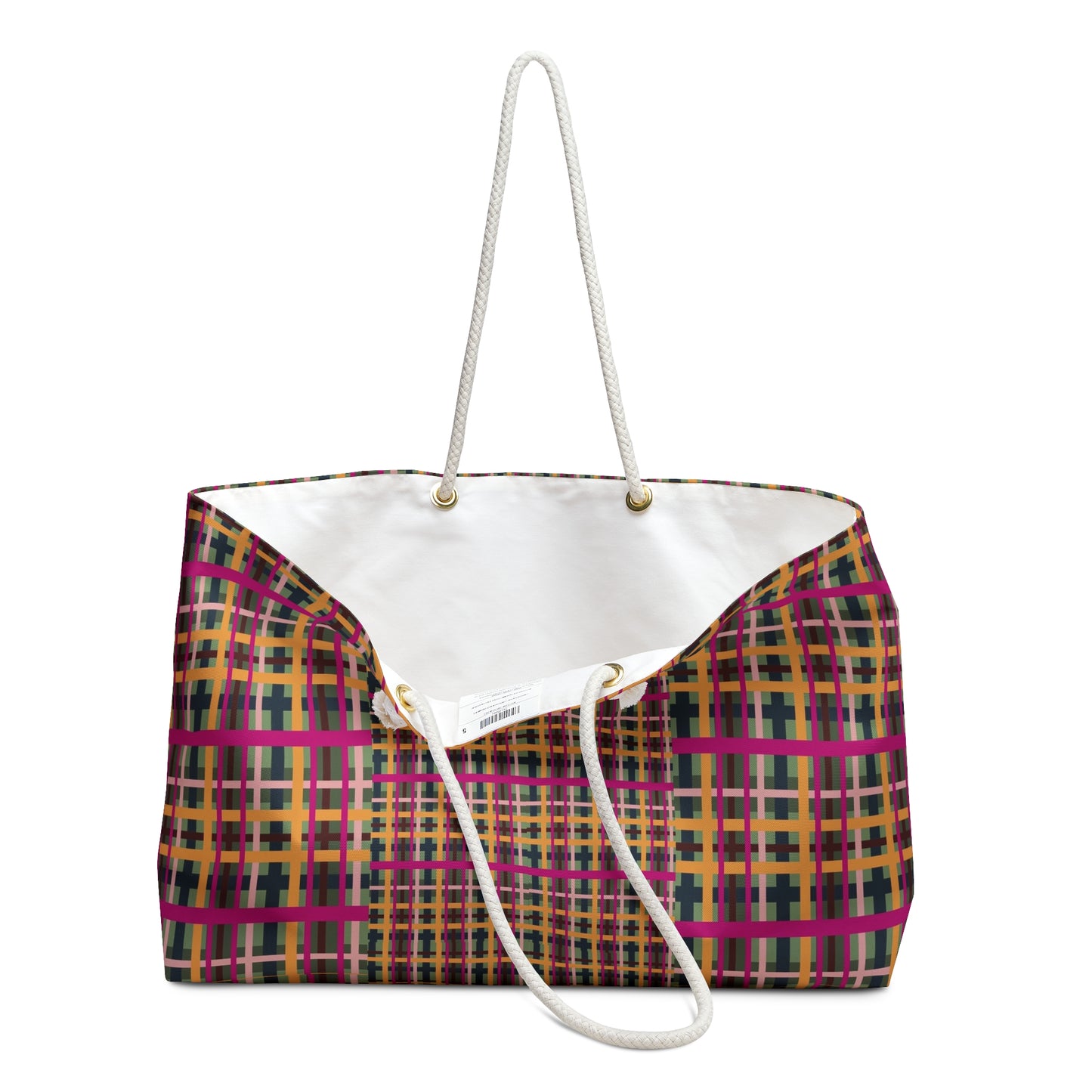 Fuchsia Plaid Weekender Tote