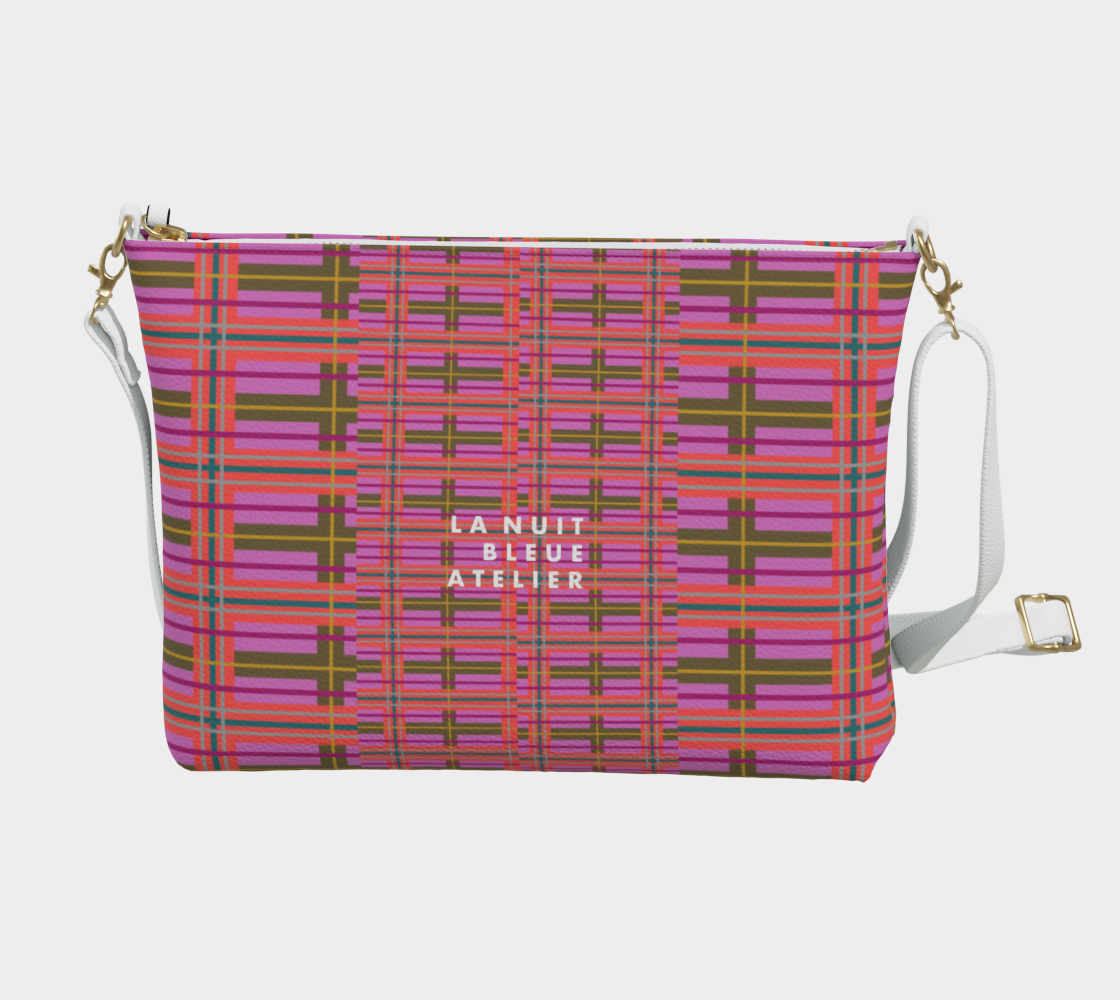 Pink Plaid Vegan Leather Crossbody Purse