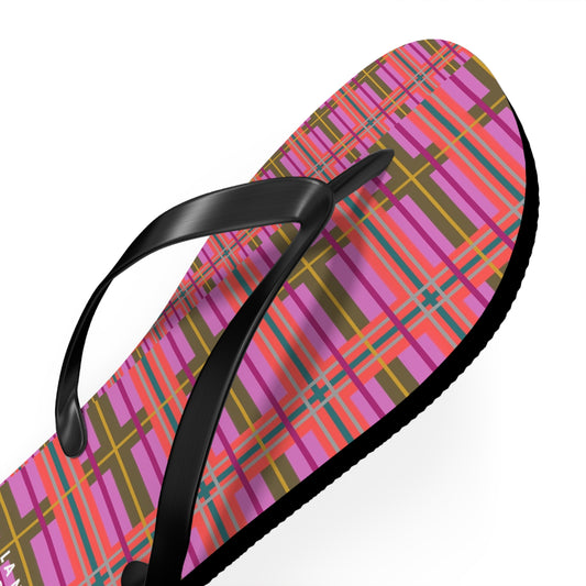 Pink Plaid Flip Flops