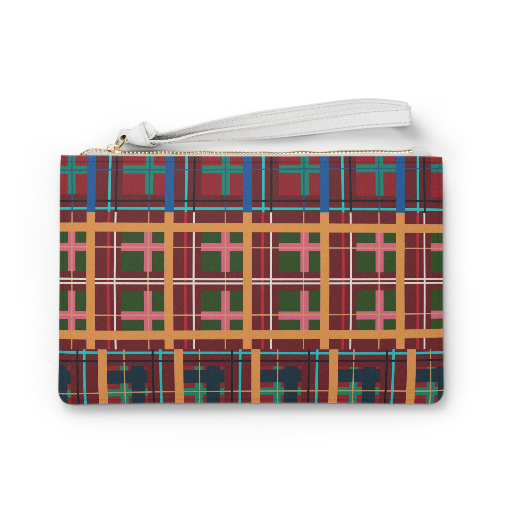 Multi Plaid No. 1 Vegan Leather Wristlet