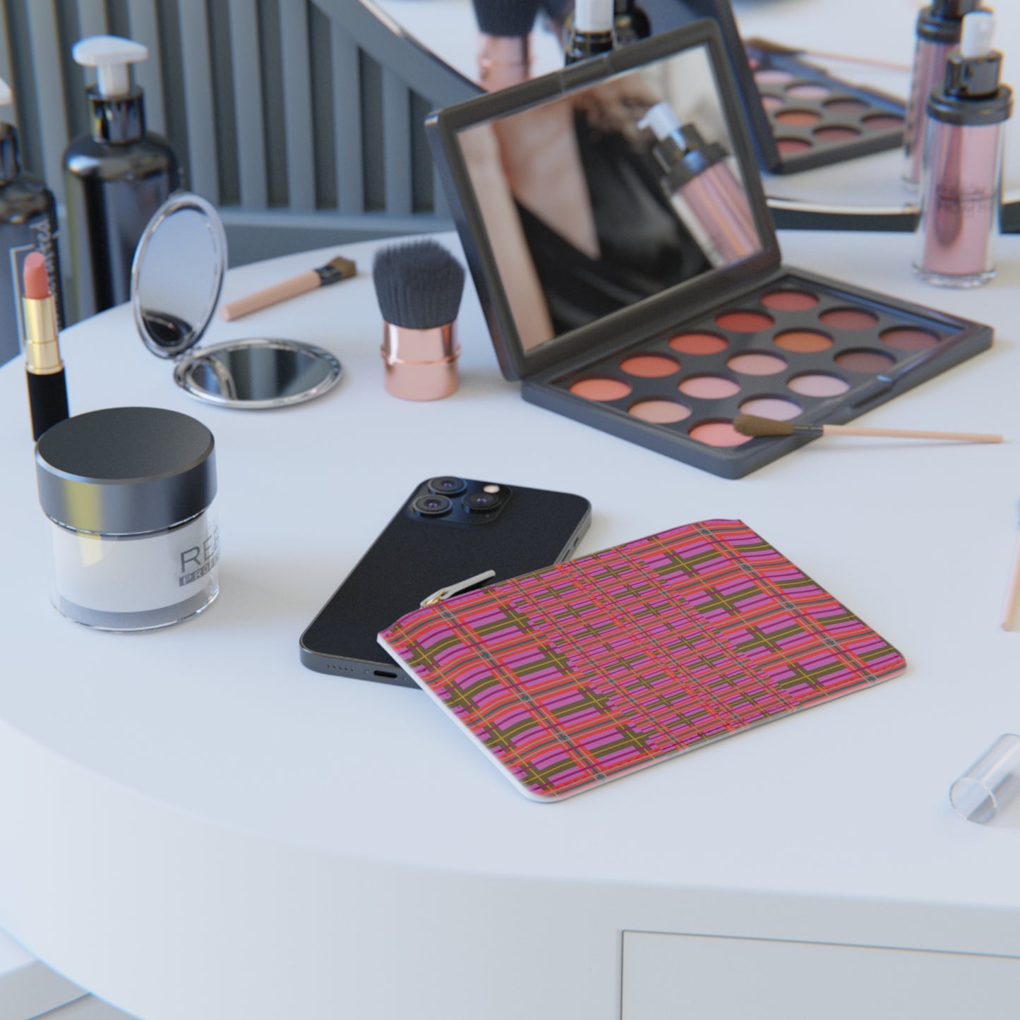 Pink Plaid Mini Vegan Wallet