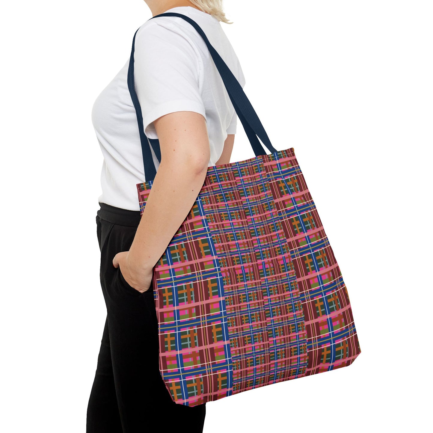 Pinky Blue Plaid Everyday Tote