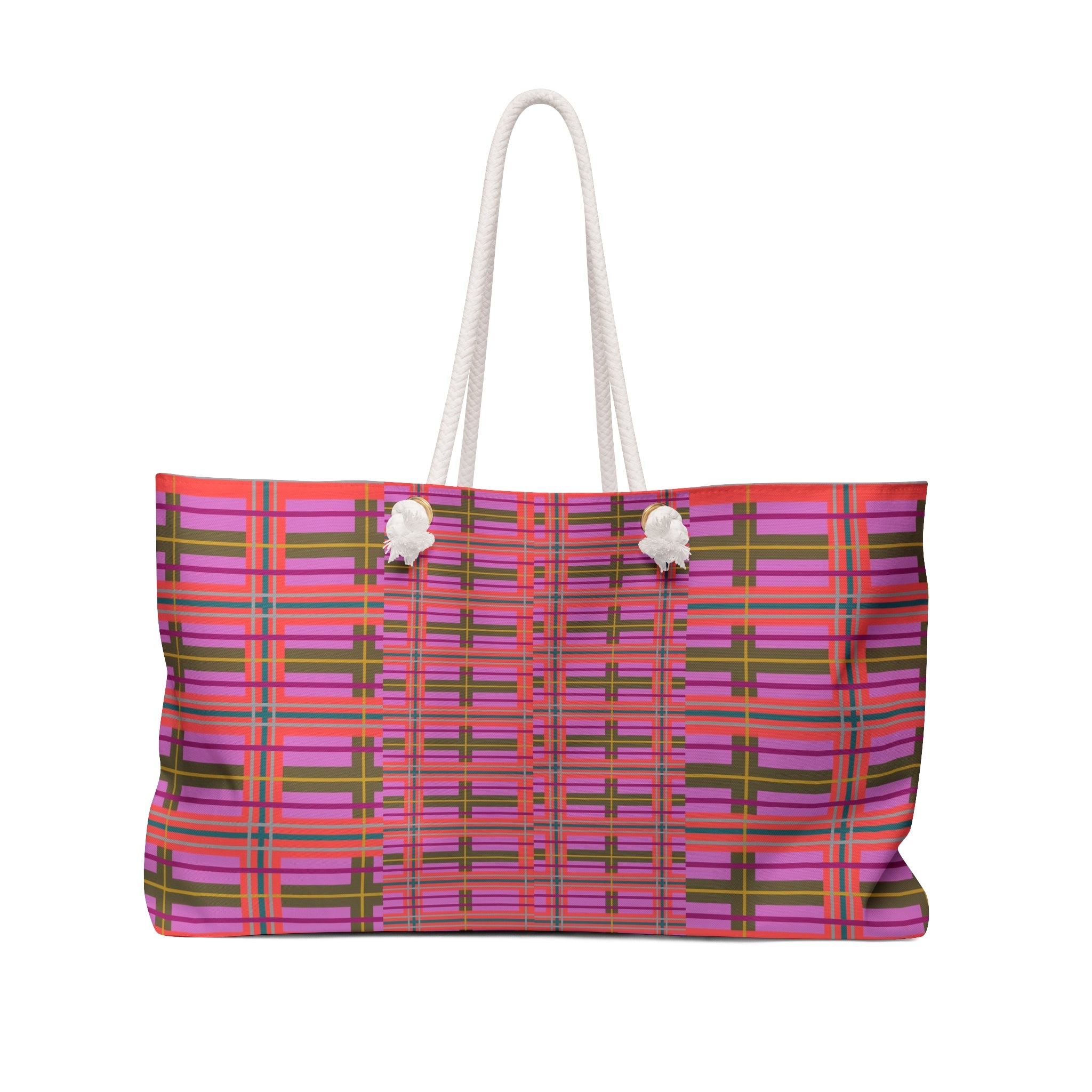 Pink Plaid Weekender Tote