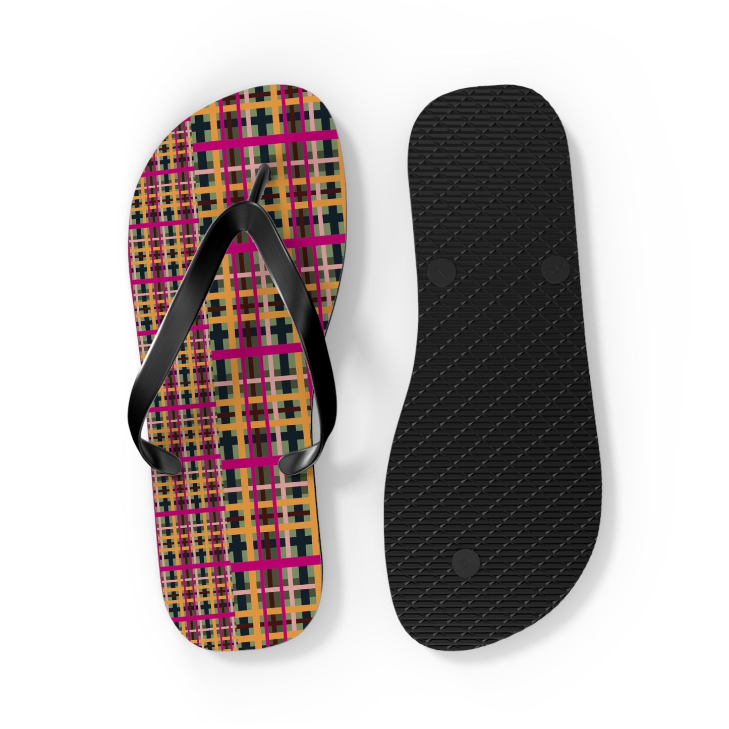 Fuchsia Plaid Flip Flops