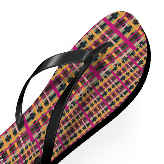 Fuchsia Plaid Flip Flops
