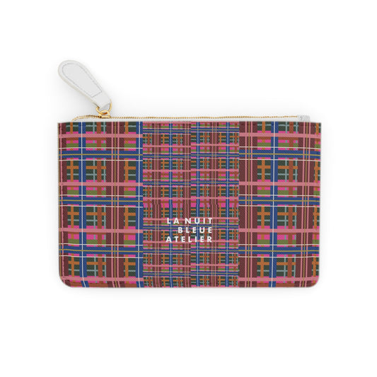 Pinky Blue Plaid Mini Vegan Wallet
