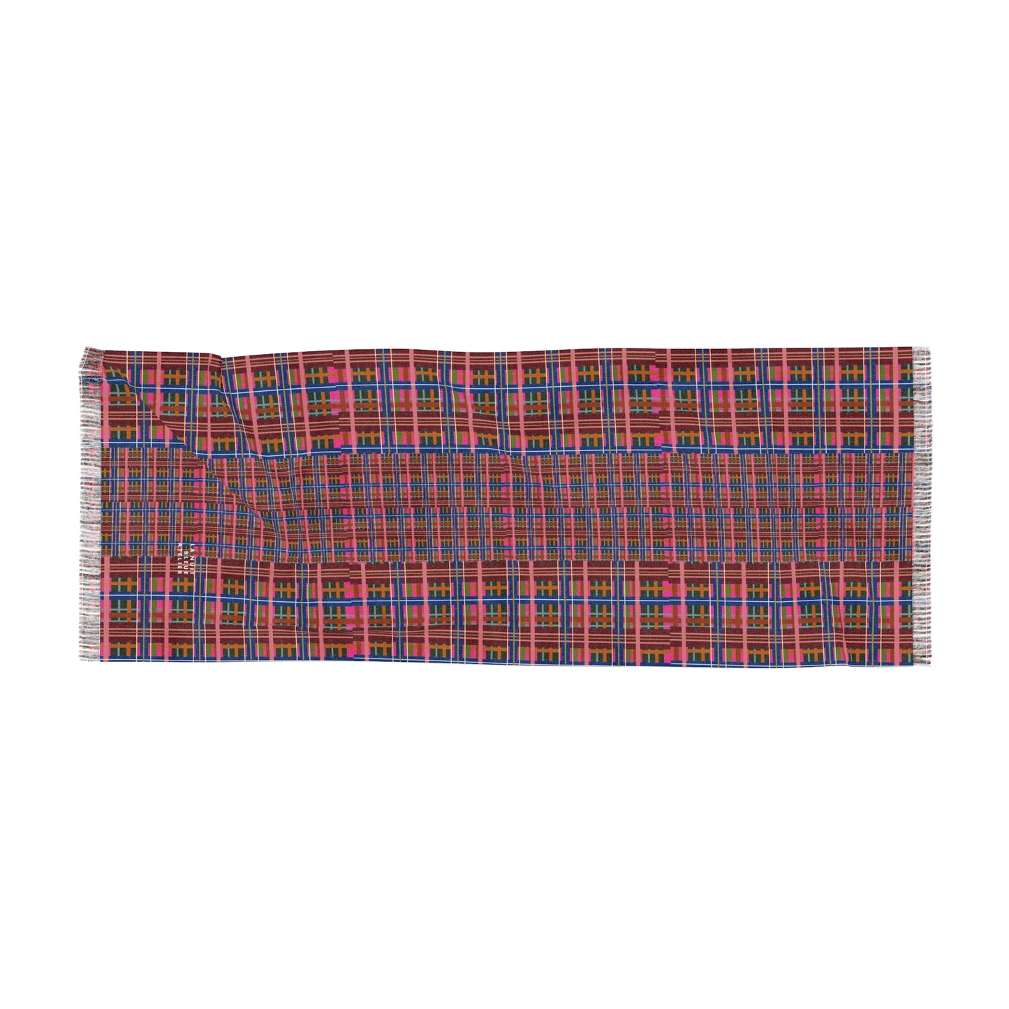 Pinky Blue Plaid Lightweight Shawl