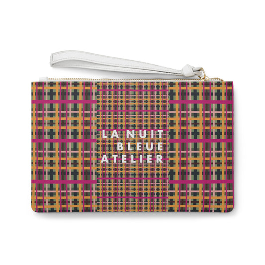 Fuchsia Plaid Vegan Leather Wristlet
