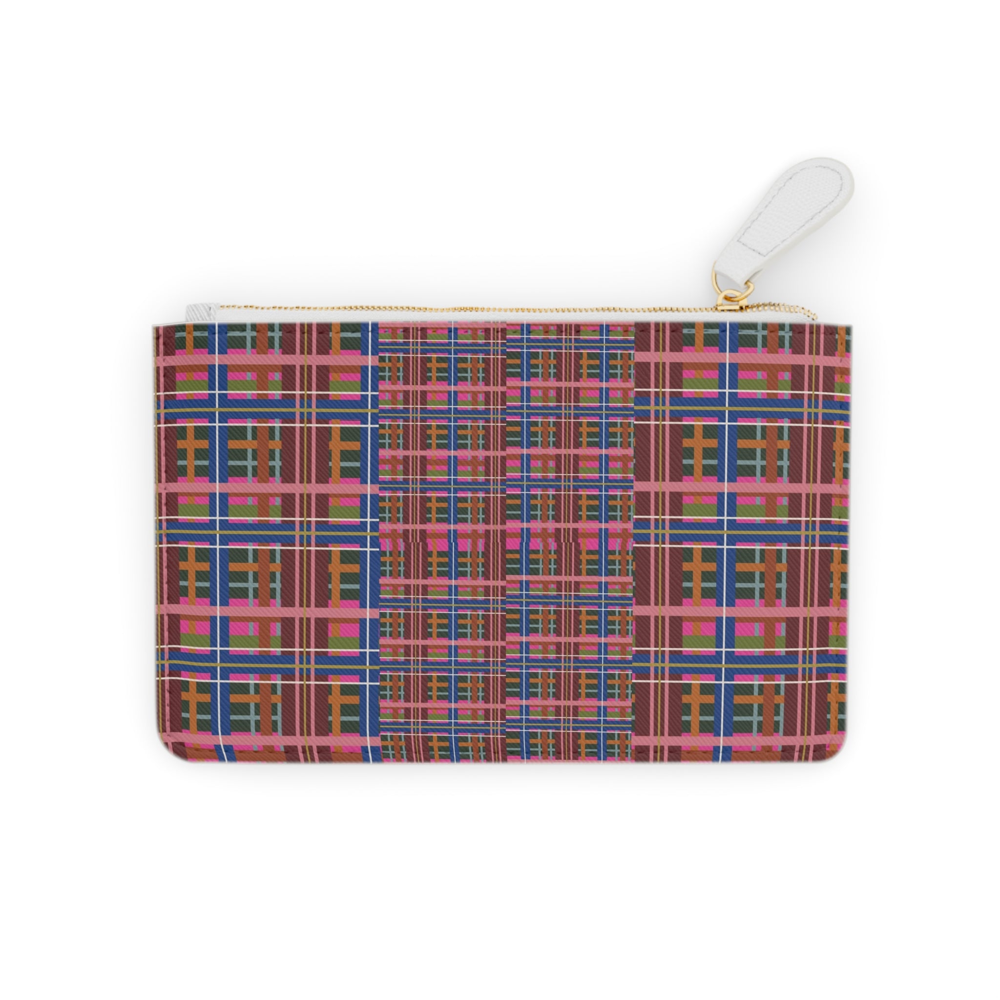Pinky Blue Plaid Mini Vegan Wallet