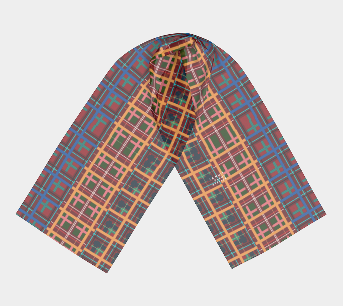 Multi Plaid No. 1 Chiffon Long Scarf