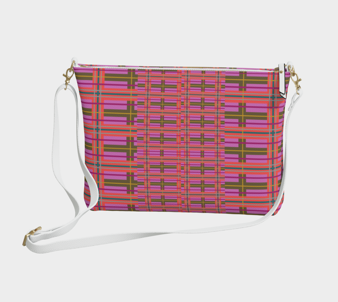 Pink Plaid Vegan Leather Crossbody Purse