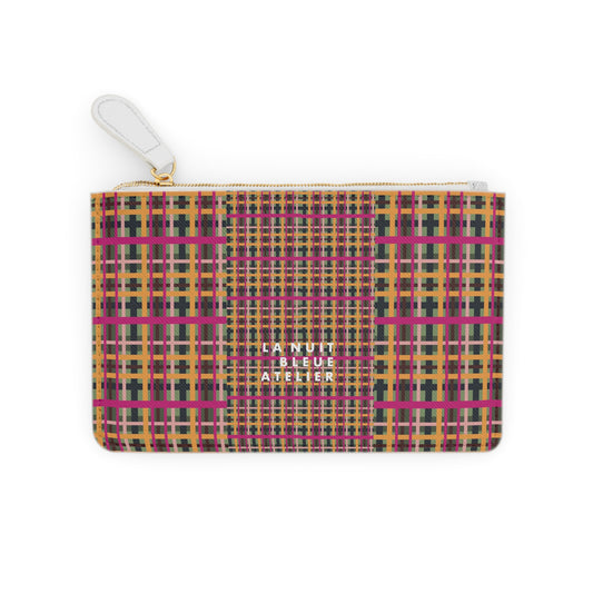 Fuchsia Plaid Mini Vegan Wallet