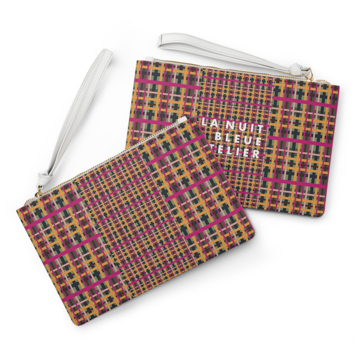 Fuchsia Plaid Vegan Leather Wristlet