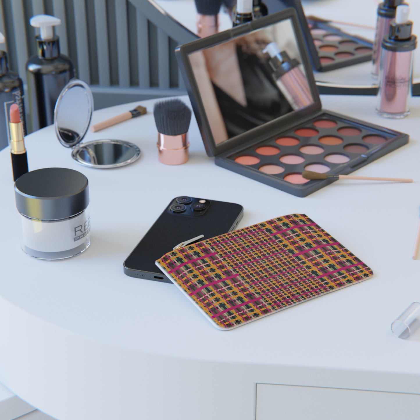 Fuchsia Plaid Mini Vegan Wallet