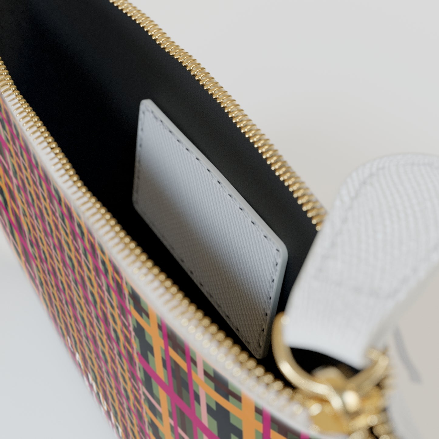 Fuchsia Plaid Mini Vegan Wallet