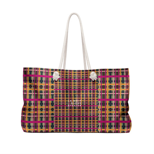 Fuchsia Plaid Weekender Tote