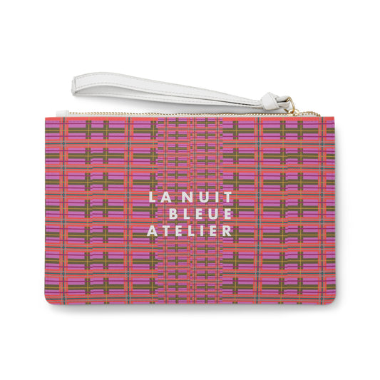 Pink Plaid Vegan Leather Wristlet