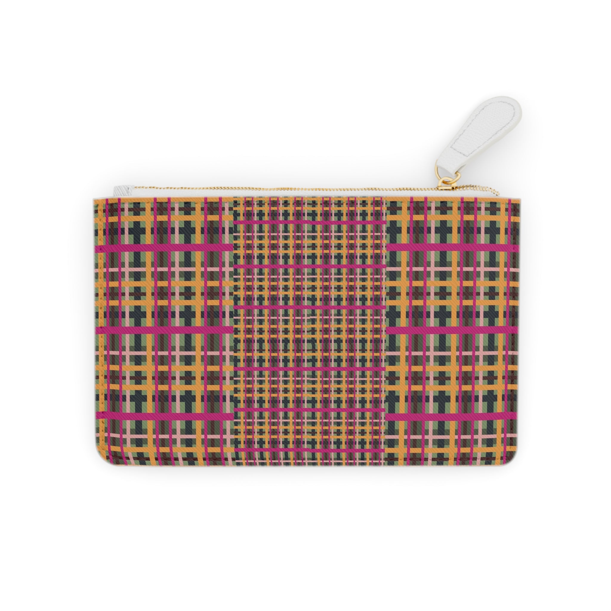 Fuchsia Plaid Mini Vegan Wallet