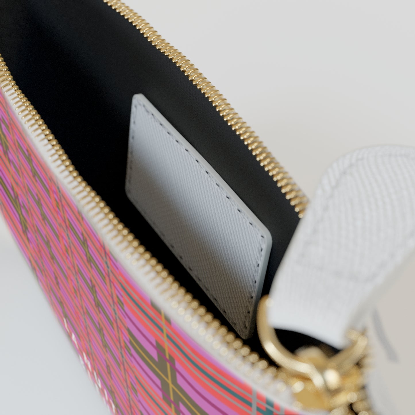 Pink Plaid Mini Vegan Wallet