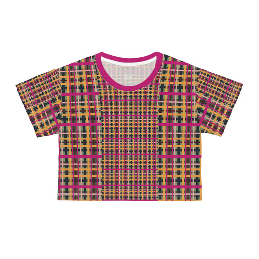 Fuchsia Plaid Lightweight Crop Tee