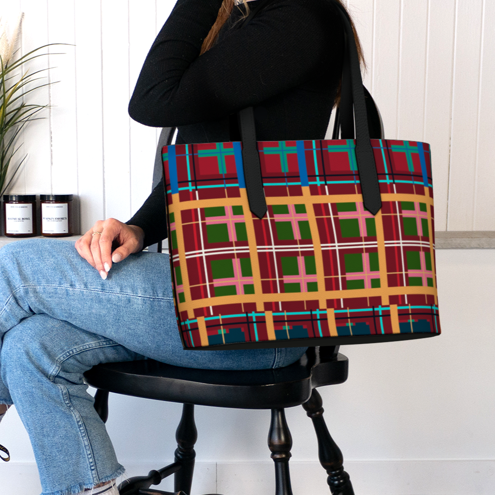 Multi Plaid No. 1 Vegan Leather Tote