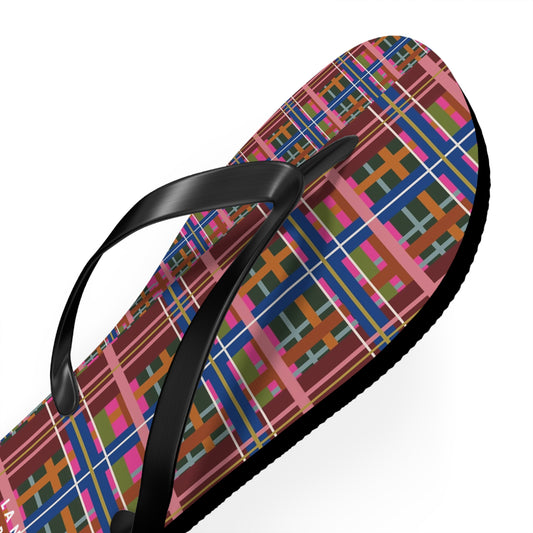 Pinky Blue Plaid Flip Flops