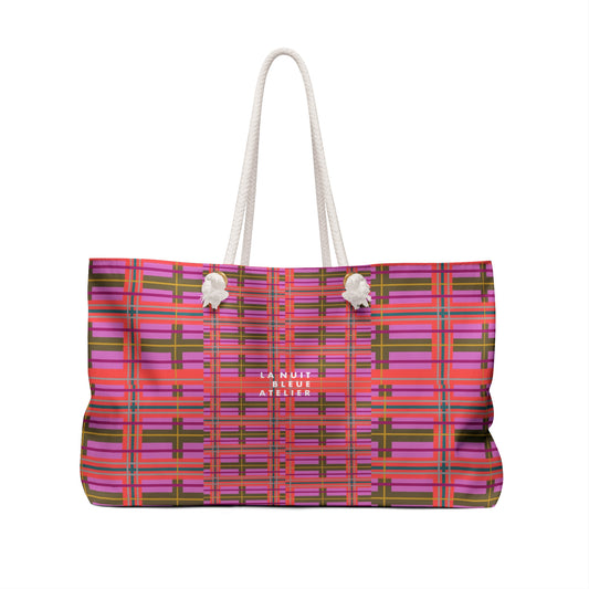 Pink Plaid Weekender Tote