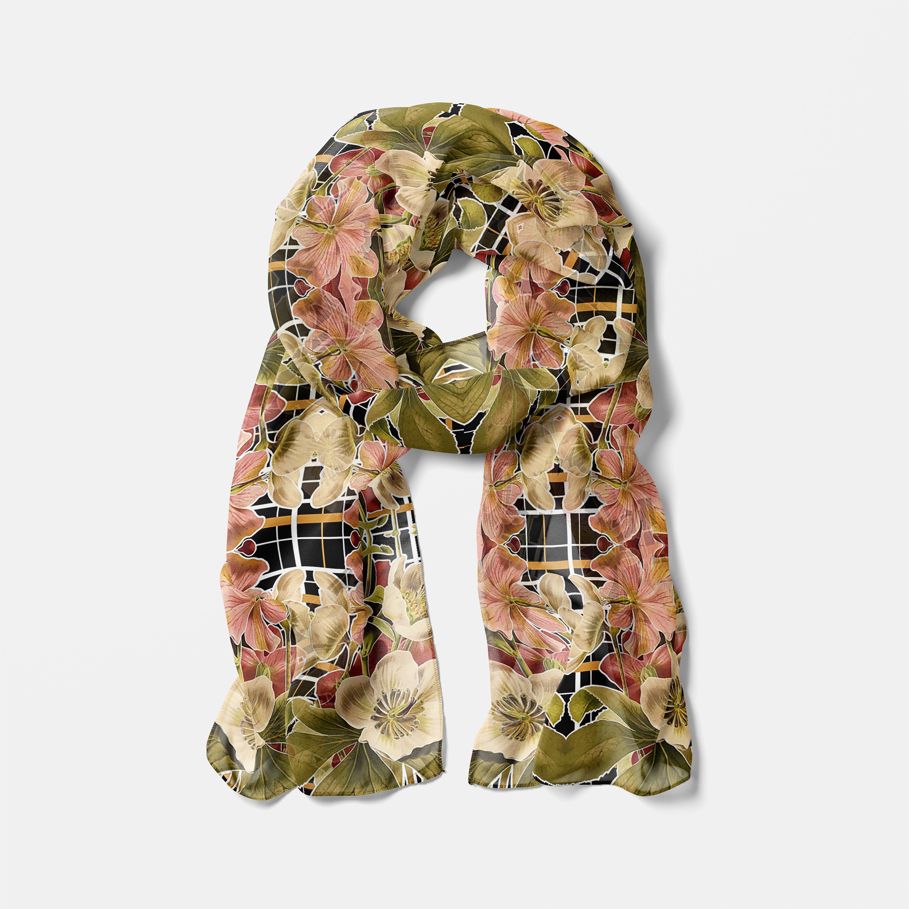 Botanica Plaid No. 1 Chiffon Long Scarf