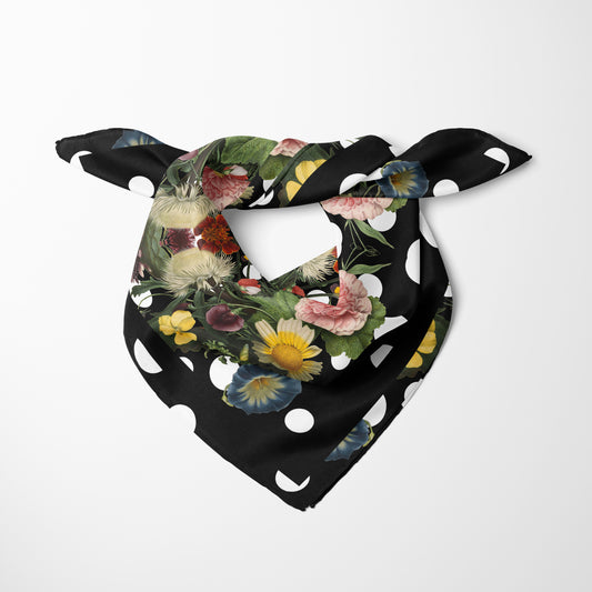 Botanica Pop Chiffon Square Scarf with Black Accent