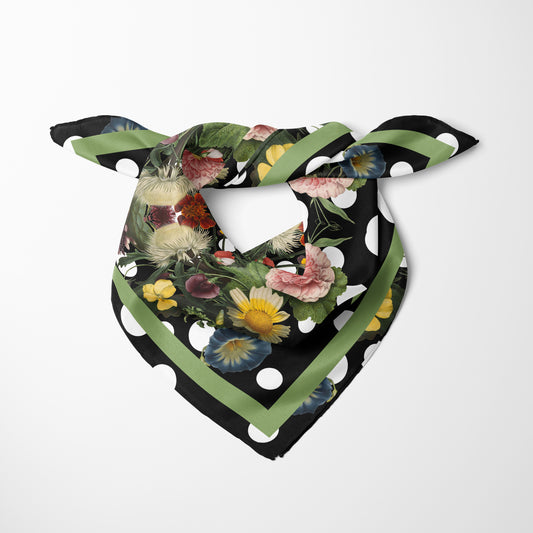 Botanica Pop Chiffon Square Scarf with Green Accent