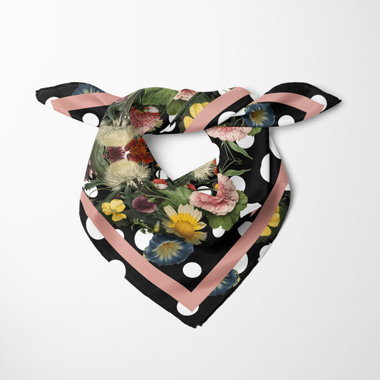 Botanica Pop Chiffon Square Scarf with Soft Pink Accent