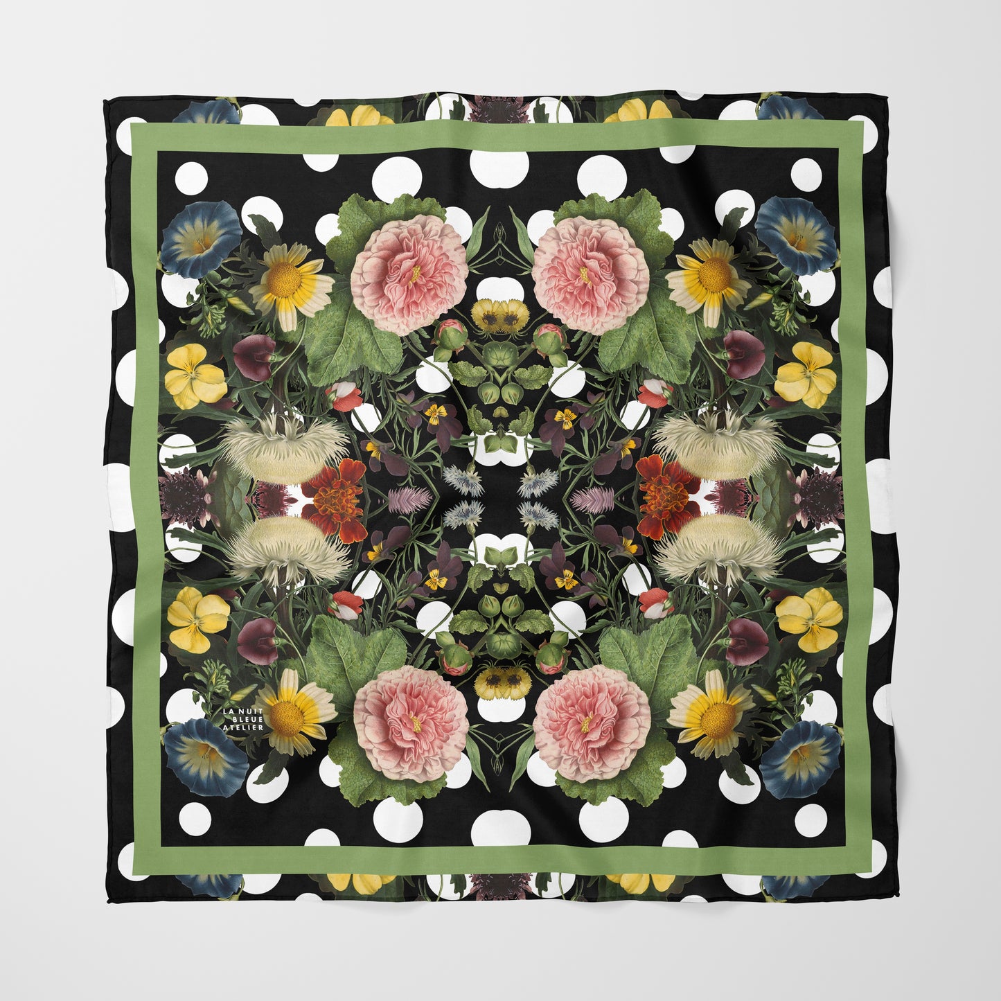 Botanica Pop Chiffon Square Scarf with Green Accent