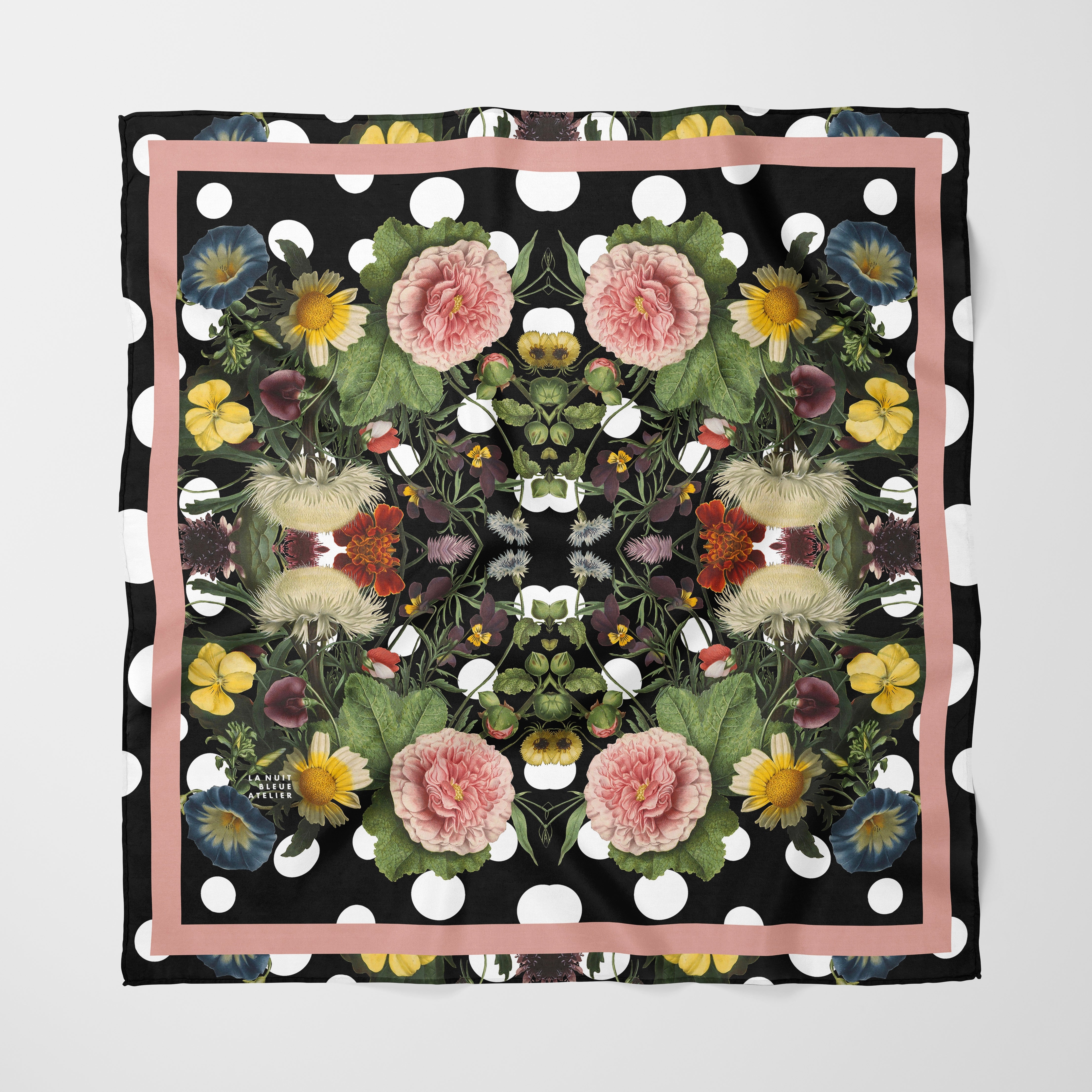 Botanica Pop Chiffon Square Scarf with Soft Pink Accent