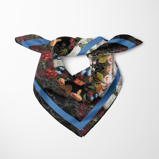 Dutch Redux No. 1.2 Chiffon Square Scarf with Blue Accent