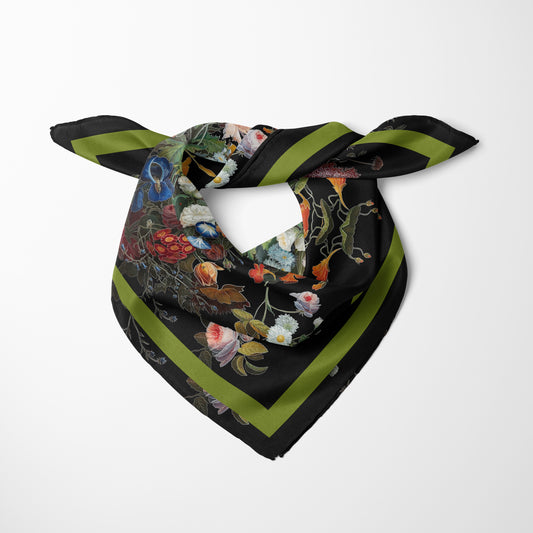 Dutch Redux No. 1 Chiffon Square Scarf with Green Accent
