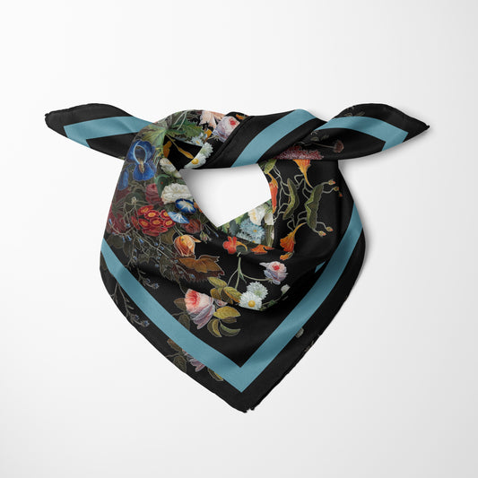 Dutch Redux No. 1 Chiffon Square Scarf with Pale Blue Accent