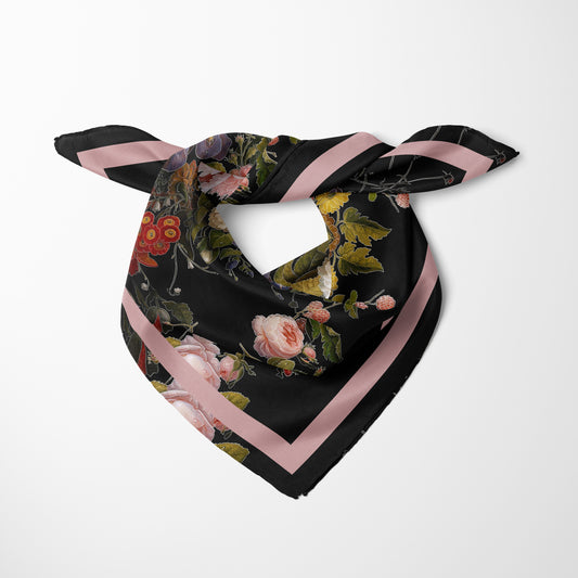 Dutch Redux No. 2.2 Chiffon Square Scarf with Soft Pink Accent