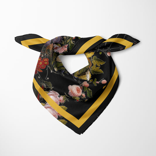 Dutch Redux No. 2.2 Chiffon Square Scarf with Soft Yellow Accent
