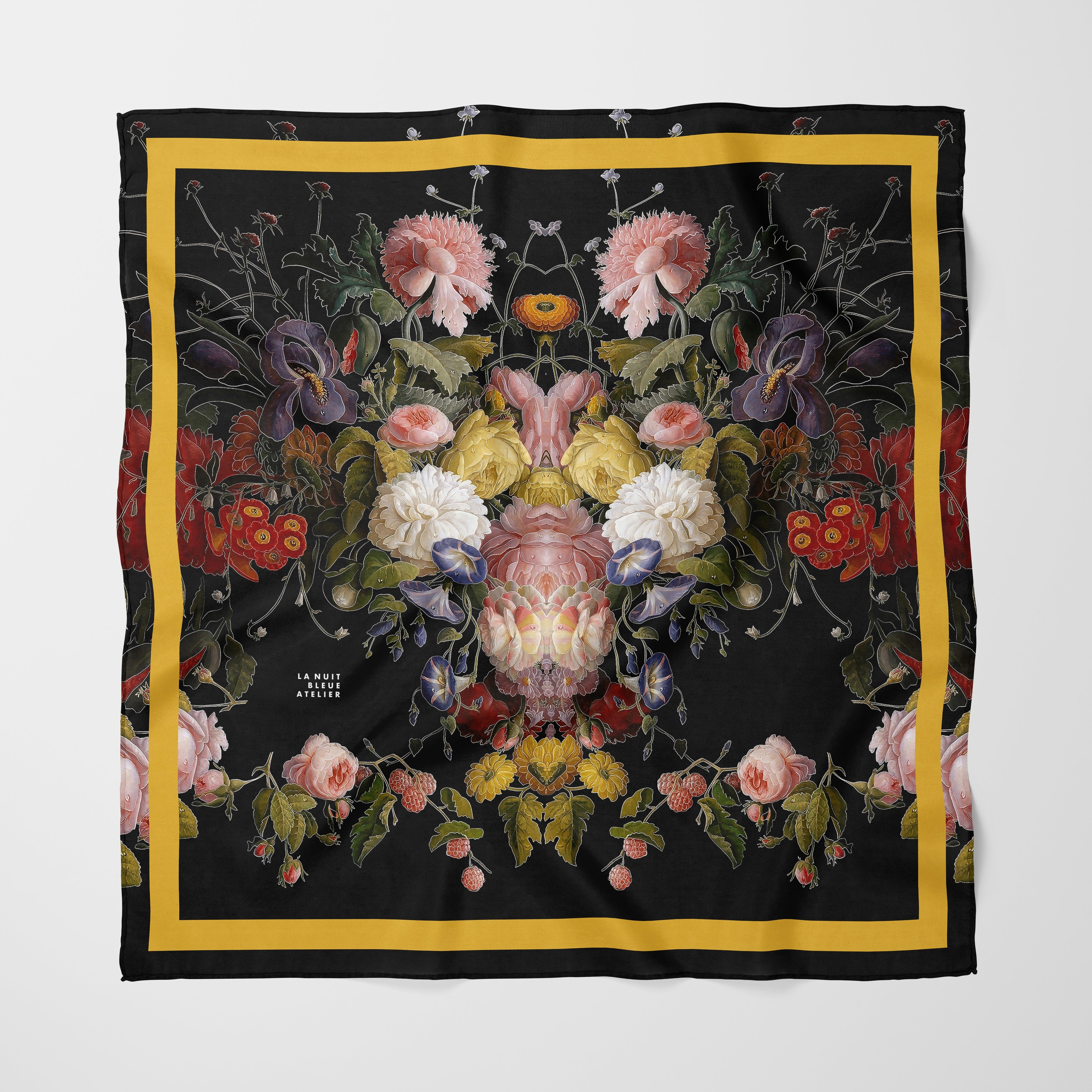 Dutch Redux No. 2.2 Chiffon Square Scarf with Soft Yellow Accent