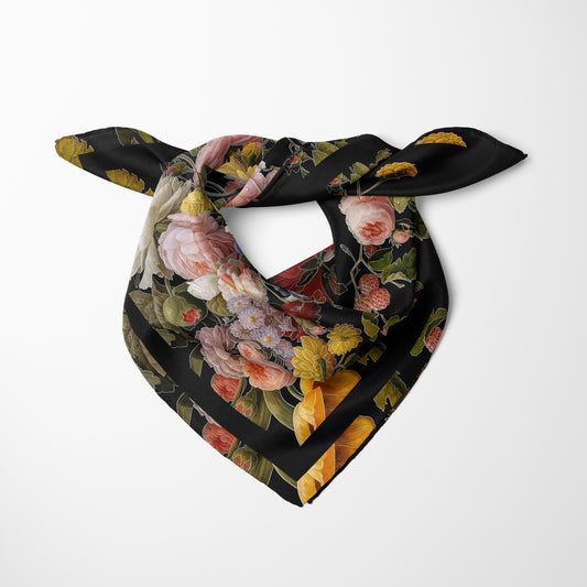 Dutch Redux No. 2 Chiffon Square Scarf with Black Accent