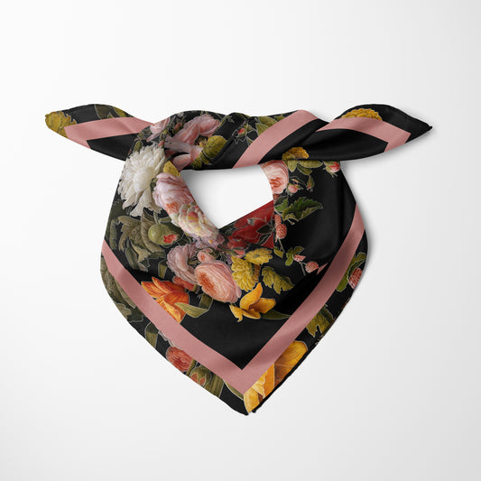 Dutch Redux No. 2 Chiffon Square Scarf with Soft Pink Accent