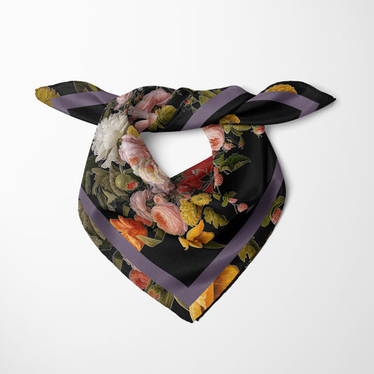 Dutch Redux No. 2 Chiffon Square Scarf with Plum Accent
