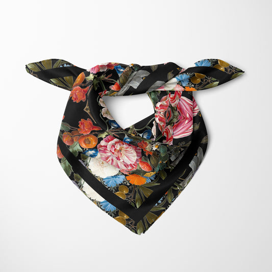 Dutch Redux No. 3.2 Chiffon Square Scarf with Black Accent