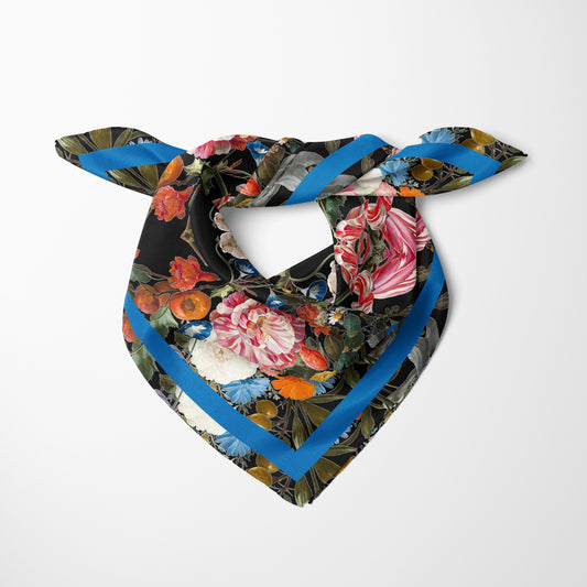 Dutch Redux No. 3.2 Chiffon Square Scarf with Blue Accent