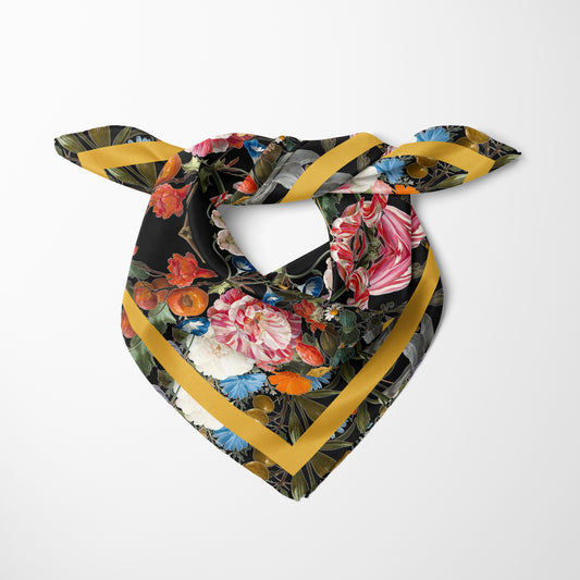 Dutch Redux No. 3.2 Chiffon Square Scarf with Yellow Accent