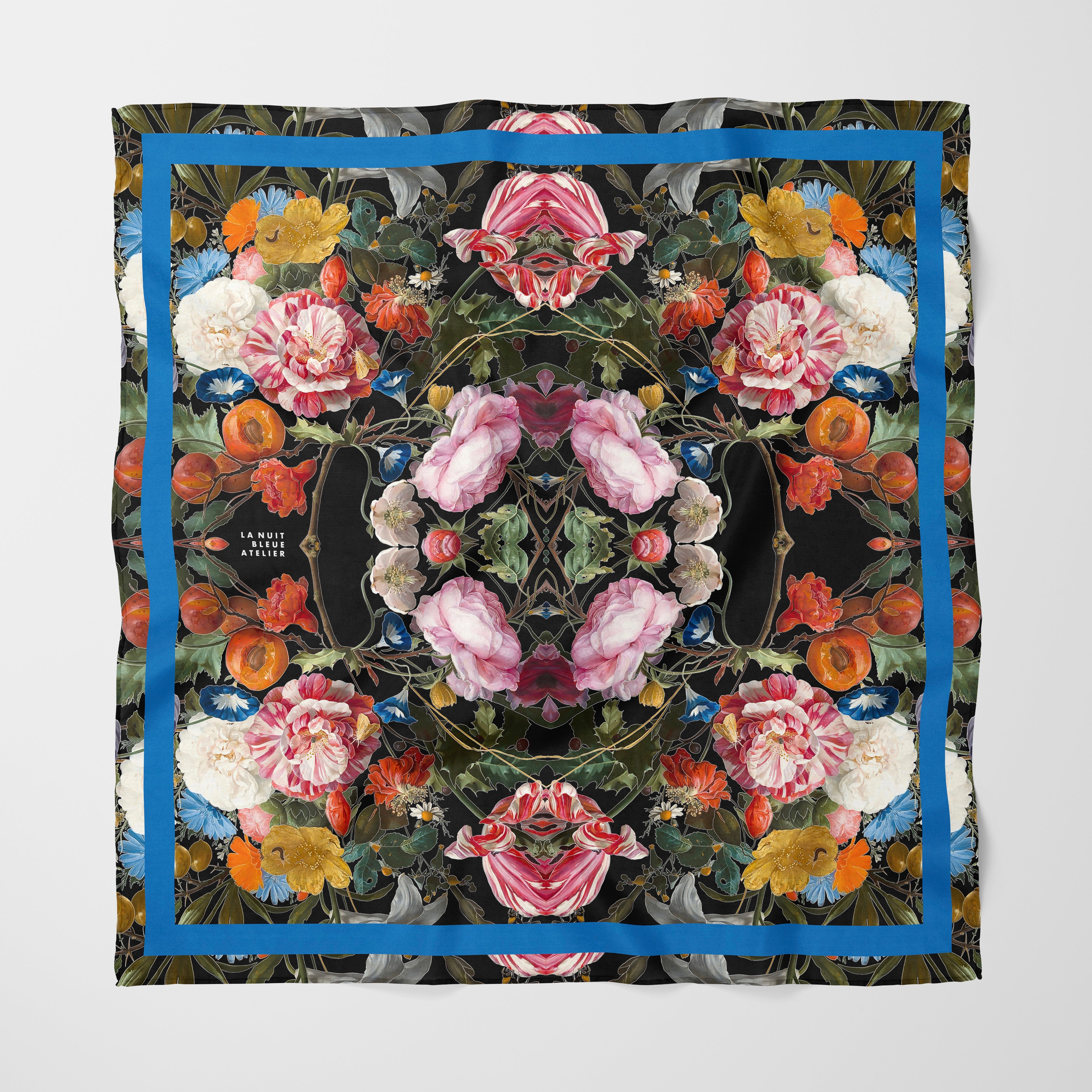 Dutch Redux No. 3.2 Chiffon Square Scarf with Blue Accent